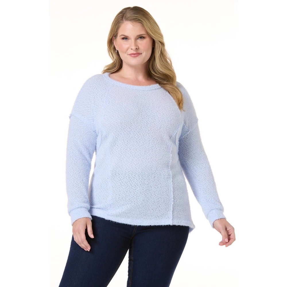 Soft‎ Girl Light Blue Eyelash Knit Sweater NWT Plus Size 26/28W